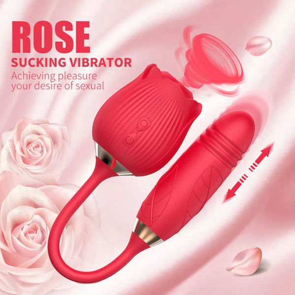 Rose Sucking Vibrator With Telescopic Vibrating Egg